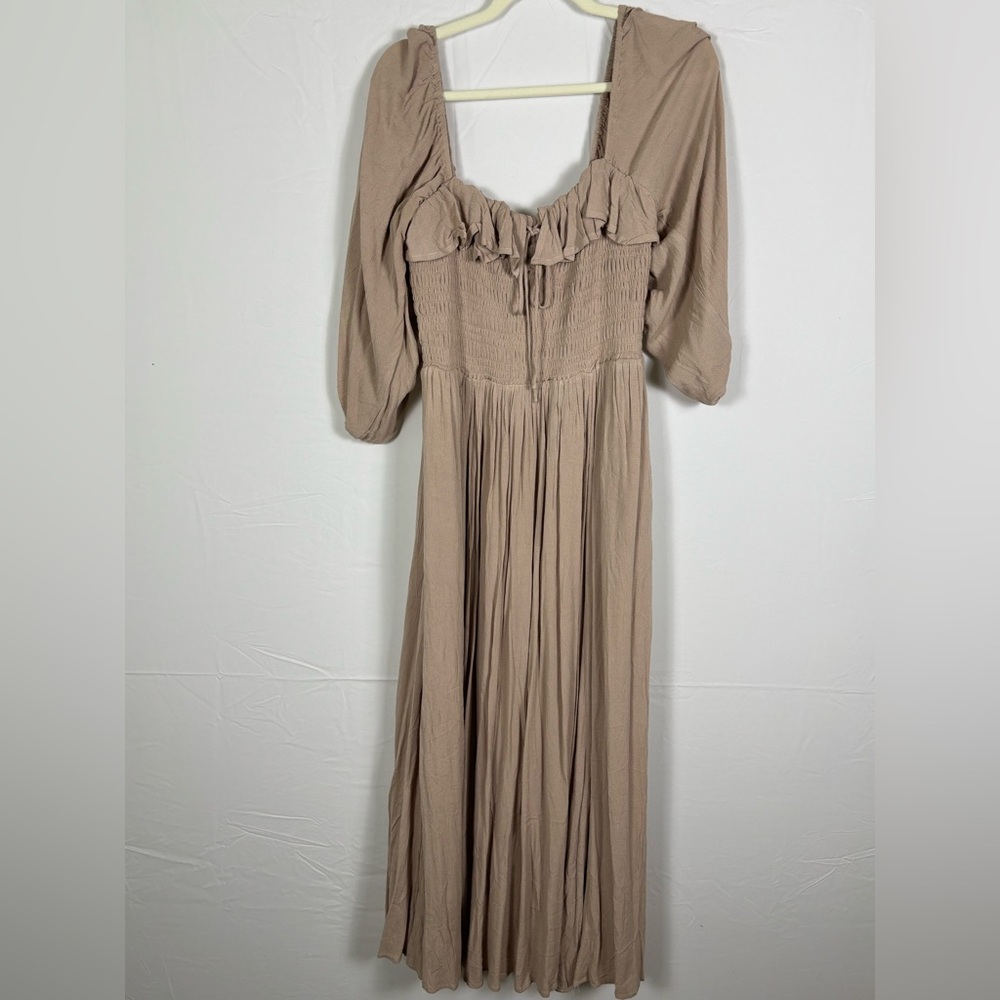 Aemi & Co Midi Dress Boho Romantic Beige- Large View 4
